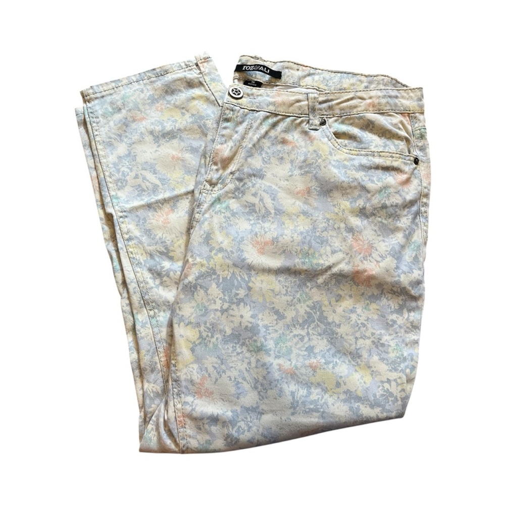Roz & Ali Pastel Floral Ankle Pants Women’s Size 16